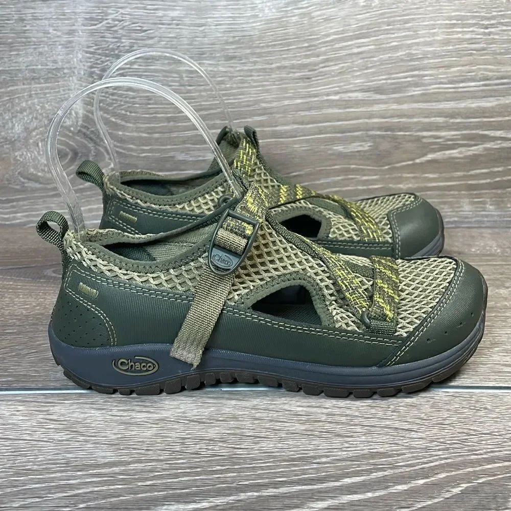 Chaco Odyssey Olive Green Waterproof Little Boy Sz 3 Hook & Loop Strap Sandals
